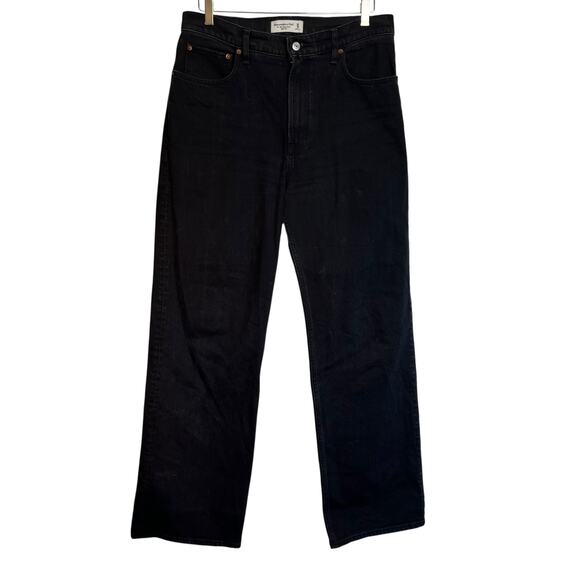 Abercrombie & Fitch The 90s Relaxed High Rise Jean Black Denim Baggy Size 10 - Picture 1 of 9